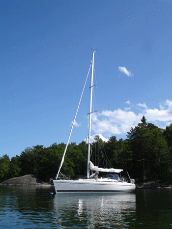 Sea Fever at anchor in Sweden